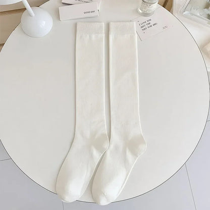 Women Stockings College Style Knitted Cotton Knee Socks