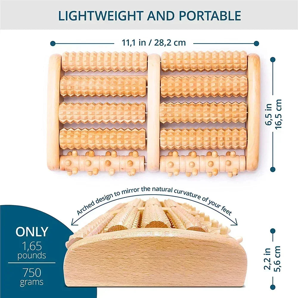 Wooden ten row large roller foot massager for hand massage  foot massager Relieves Fatigue