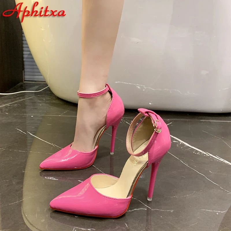 Aphixta New Pimps 12cm High Stiletto Heels Ankle Strap Belt Buckle Sandal