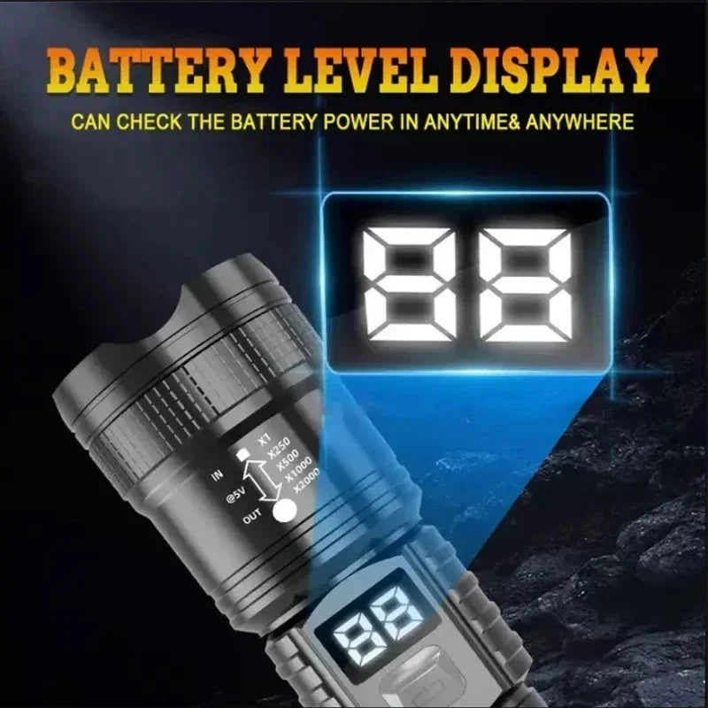 100000LM Super Bright Flashlight Rechargeable LED Torch Long Range
