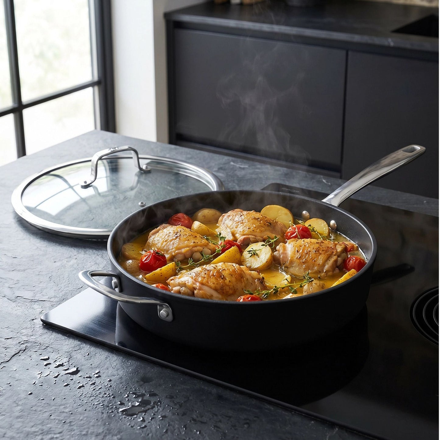 Ceramic Nonstick Sauté Pan with Lid, 4-Qt