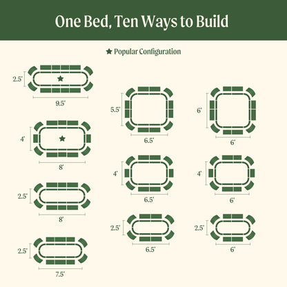17" Tall 10 In 1 Jumbo Modular Metal Raised Garden Bed Kit