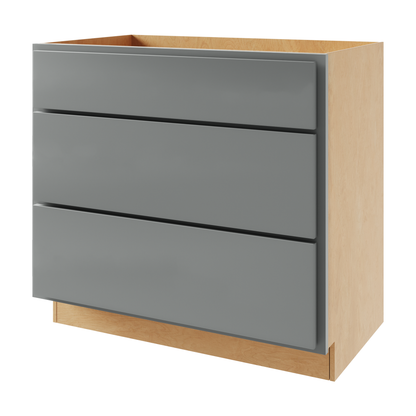 Magnetic Grey 30" 3-Drawer Base Cabinet