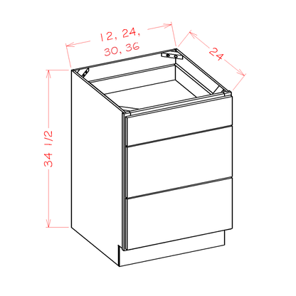 Magnetic Grey 12" 3-Drawer Base Cabinet