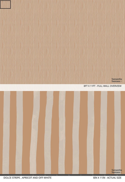 Dolce Stripe Wallpaper, apricot and off-white