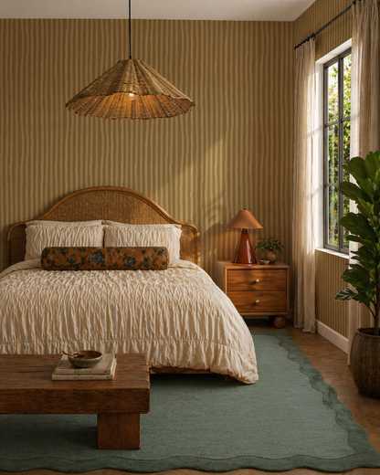 Dolce Stripe Wallpaper, mustard yellow and butter