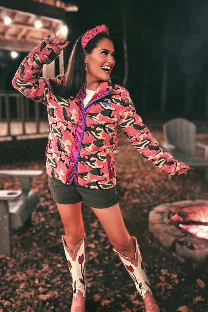 Brianna Cannon Pink Camo Pile Fleece Jacket