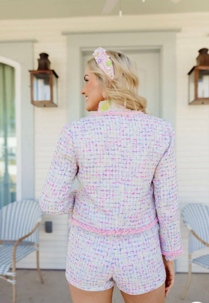 Brianna Cannon White Multi Tweed Shorts