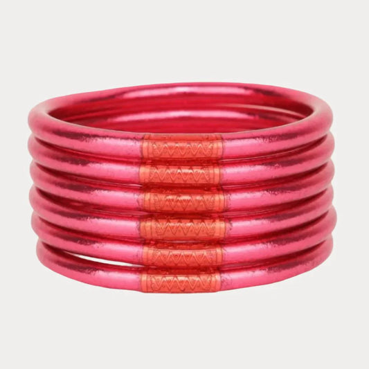 Budhagirl Pink All Weather Bangles® (Set of 6) - Serenity Prayer