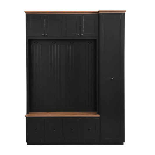 Entryway Hall Tree With Storage Bench, Coat Rack Shoe Bench With Cabinets