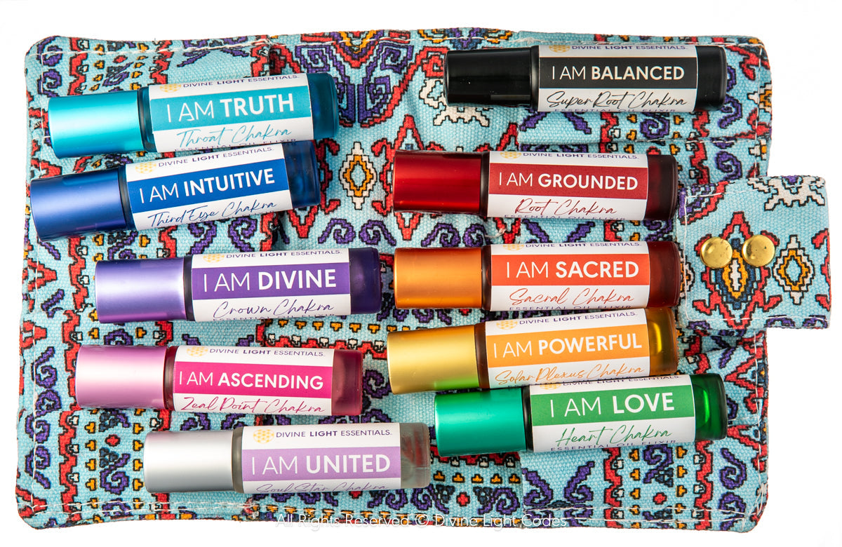 Chakra Balancing Elixirs - Essential Oils - 10 Roller Bottles Set