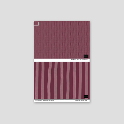 Dolce Stripe Wallpaper, eggplant and mauve