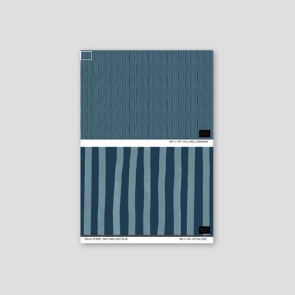 Dolce Stripe Wallpaper, navy and light blue