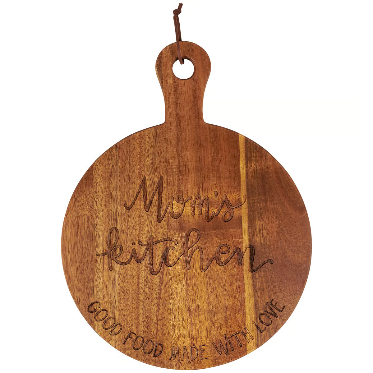Mom's Kitchen Engraved Wooden Cutting Board - Vintage Style Round Serving Platter