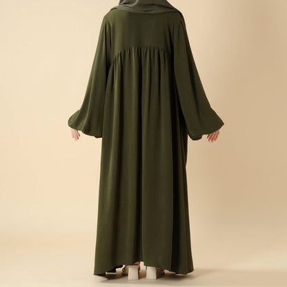 Relaxed Fit Lantern Sleeves Crepe Abaya (MA190)