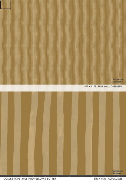Dolce Stripe Wallpaper, mustard yellow and butter