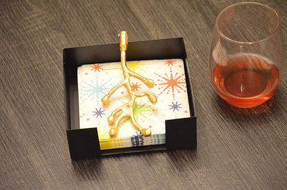 Vibhsa Napkin Holder Dinning Decor (Golden Olive Bud)