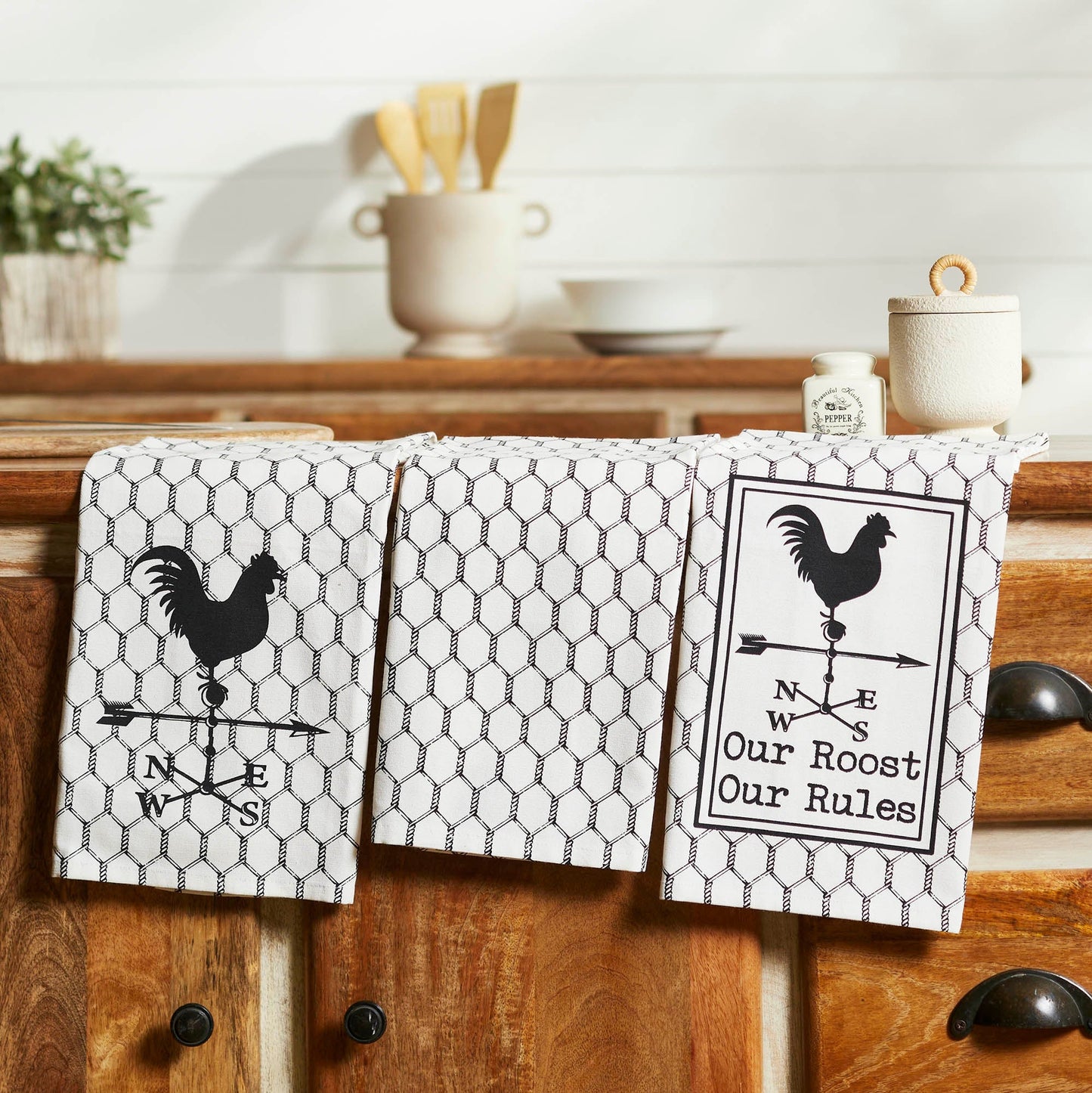Our Roost Our Rules Farmhouse Tea Towel Set - Set of 3