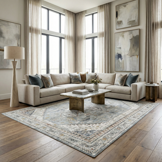 Kouta Gray Blue Area Rug