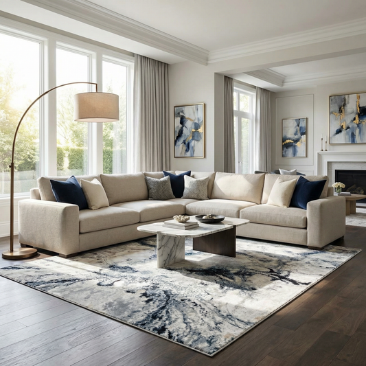 Kirkland Dark Blue Marble Rug