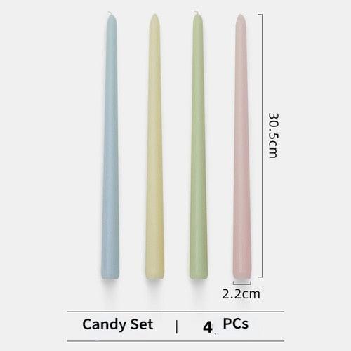 4pc Unscented 12" Candles Colored Long Stick Candle Birthday Candle