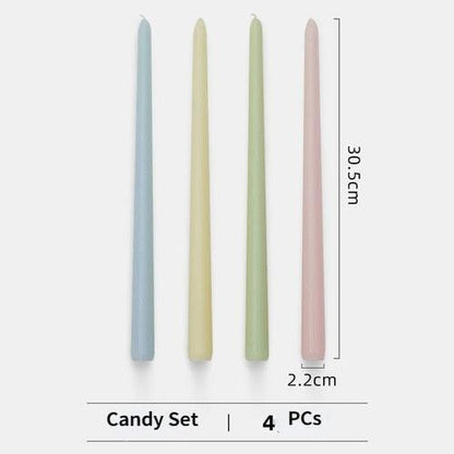 4pc Unscented 12" Candles Colored Long Stick Candle Birthday Candle
