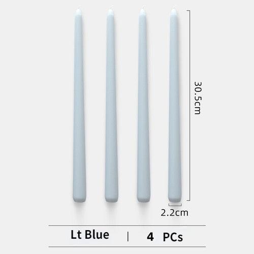 4pc Unscented 12" Candles Colored Long Stick Candle Birthday Candle