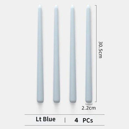4pc Unscented 12" Candles Colored Long Stick Candle Birthday Candle