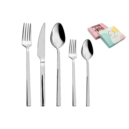 Luna Cucina 30-Piece Silverware Set - Stainless Steel Cutlery Service for 6 - Dinner Forks, Spoons, and Knives