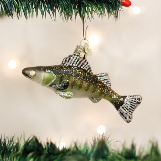 Walleye Fish Glass Ornament