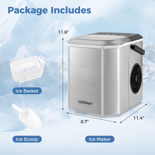 Ice Maker Countertop with Self-Cleaning for Home Kitchen Office Party