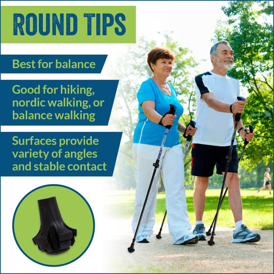 Four Pack of Extra Durable Rubber Replacement Tips (Replacement Feet - Paws - Ferrules - Caps) for Trekking Poles - Fits Most Hiking and Walking Poles.