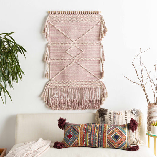 Lenorah Pink&White Textured Throw Pillow - Clearance